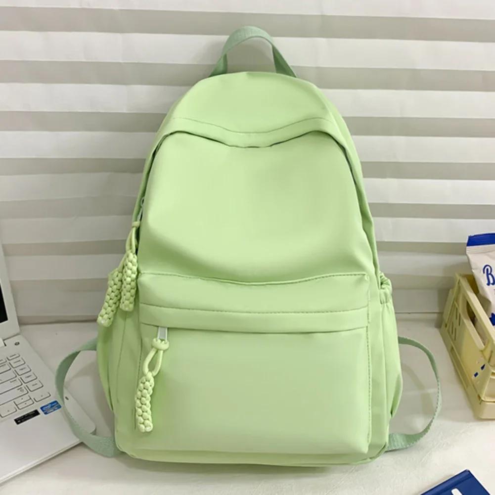 Women Stadium Handbag Nylon Ladies Students Backpack Solid Color Casual Large-Capacity Smooth Zipper Outdoor Play Sport