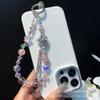 Corrente para Celular com Contas que Mudam de Cor Flor de Liga Zircônia Criativa Corrente Garra Cordão para Capa de Celular Corrente Pendente de Contas de Cristal para Mulheres