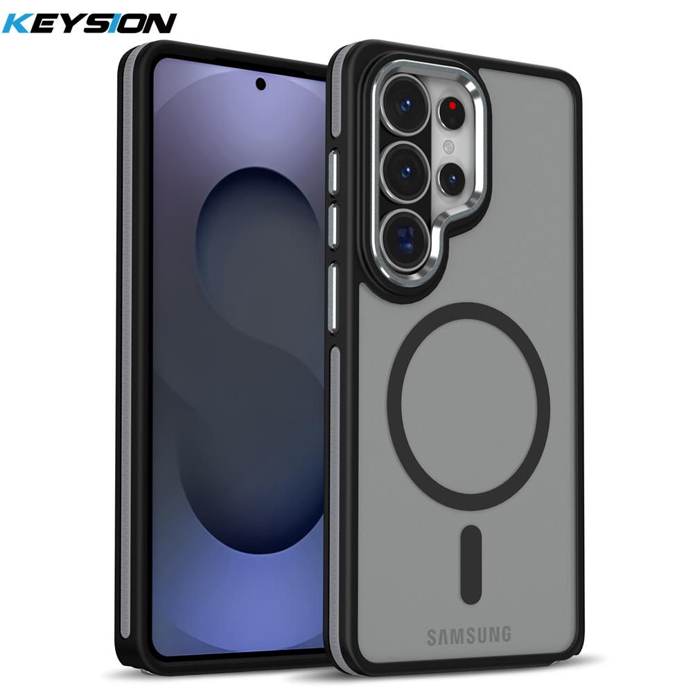 

KEYSION Shockproof Magnetic Case for Samsung Galaxy S25 S26 Ultra 5G S26+ S25 FE Matte Translucent Color Blocking Phone Cover for Galaxy S26