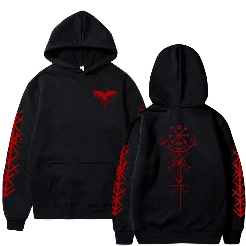 Autumn Winter Men Hoodie Viking Rune Pattern Sweatshirt Comfort Warm Casual Coat Outdoor Home High Quality Fashion
