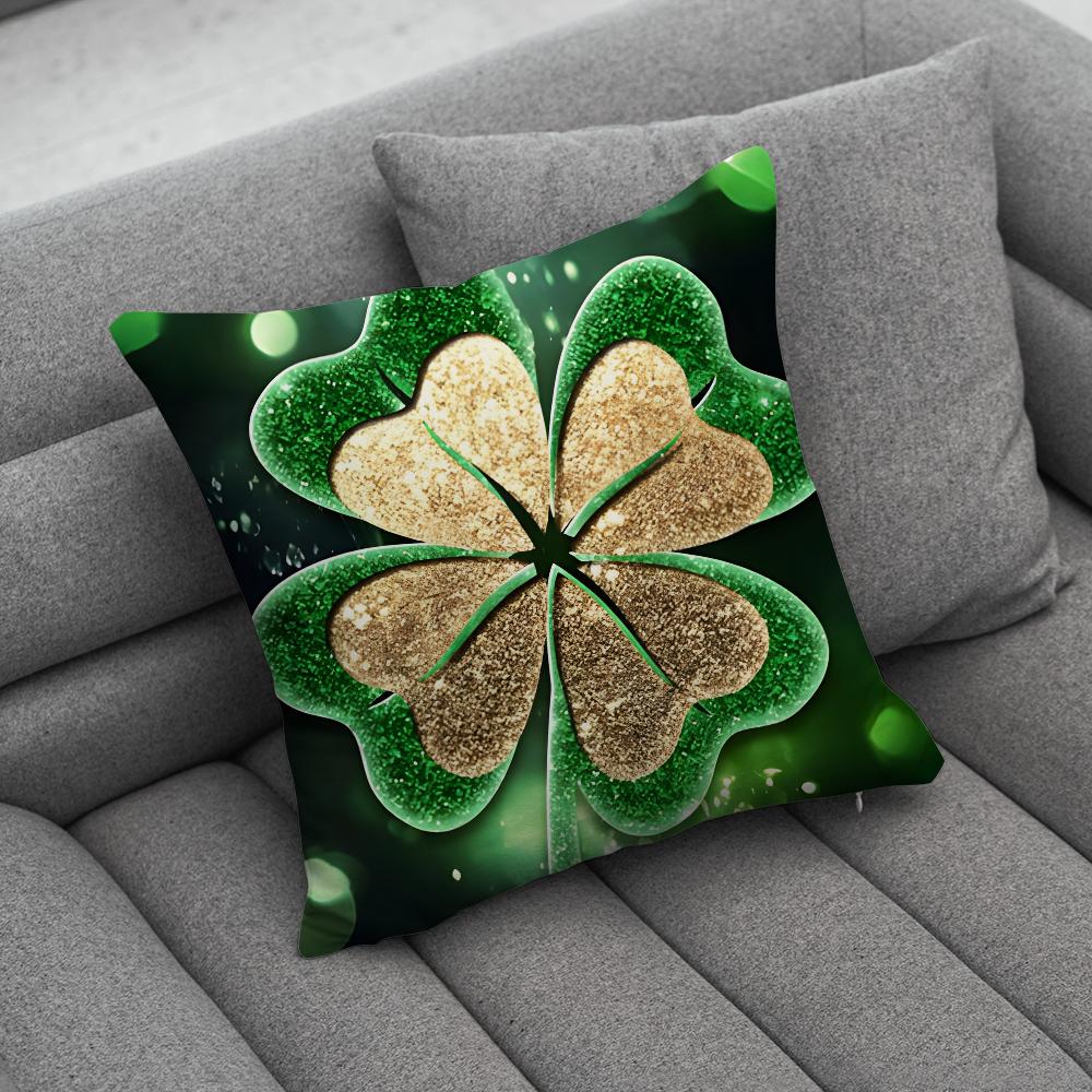 Lucky Four Leaf Clover Pillow Case Soft Cushion Cases for Farmhouse Sofa Decor Home Decorations and Protector