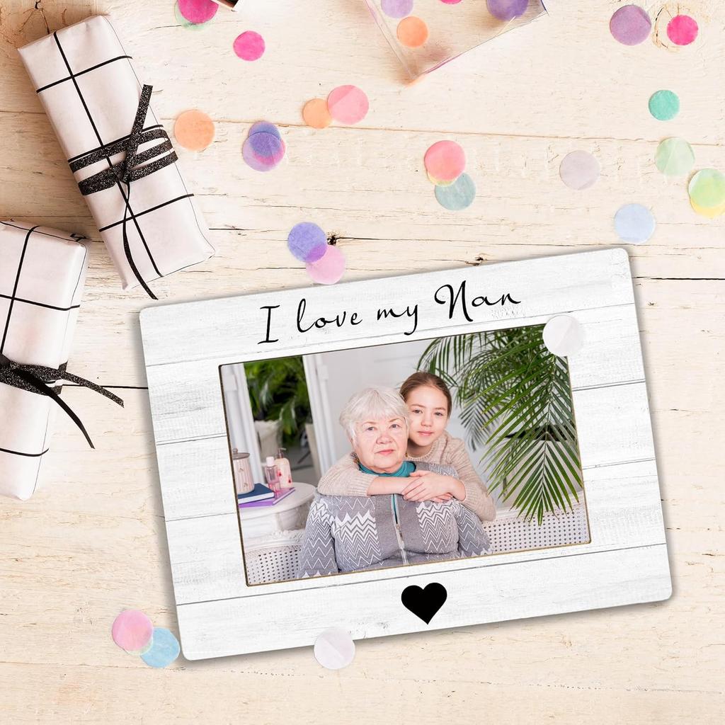 I Love My Nan Picture Frame, Mother's Day Gifts for Nan Grandma, Grandma Gifts from Grandkids Photo Frame 4x6, Grandmother Wooden Photo Picture