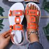 Fashion Women Sandals Comfortable Metal Decoration Shoes for Women 2025 New Flat Casual Beach Shoes Round Headed Leather Ladies Sandals