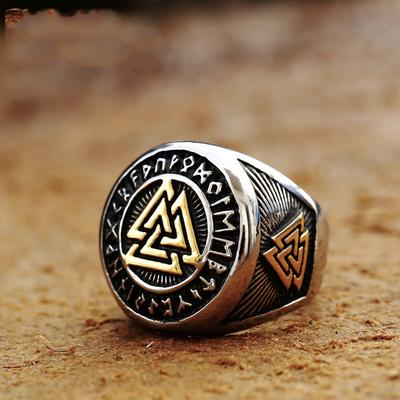 Vintage Stainless Steel Viking Valknut Rings for Men Boy Nordic Odin Trinity Ring Biker Amulet Jewelry Boyfriend Dropshipping