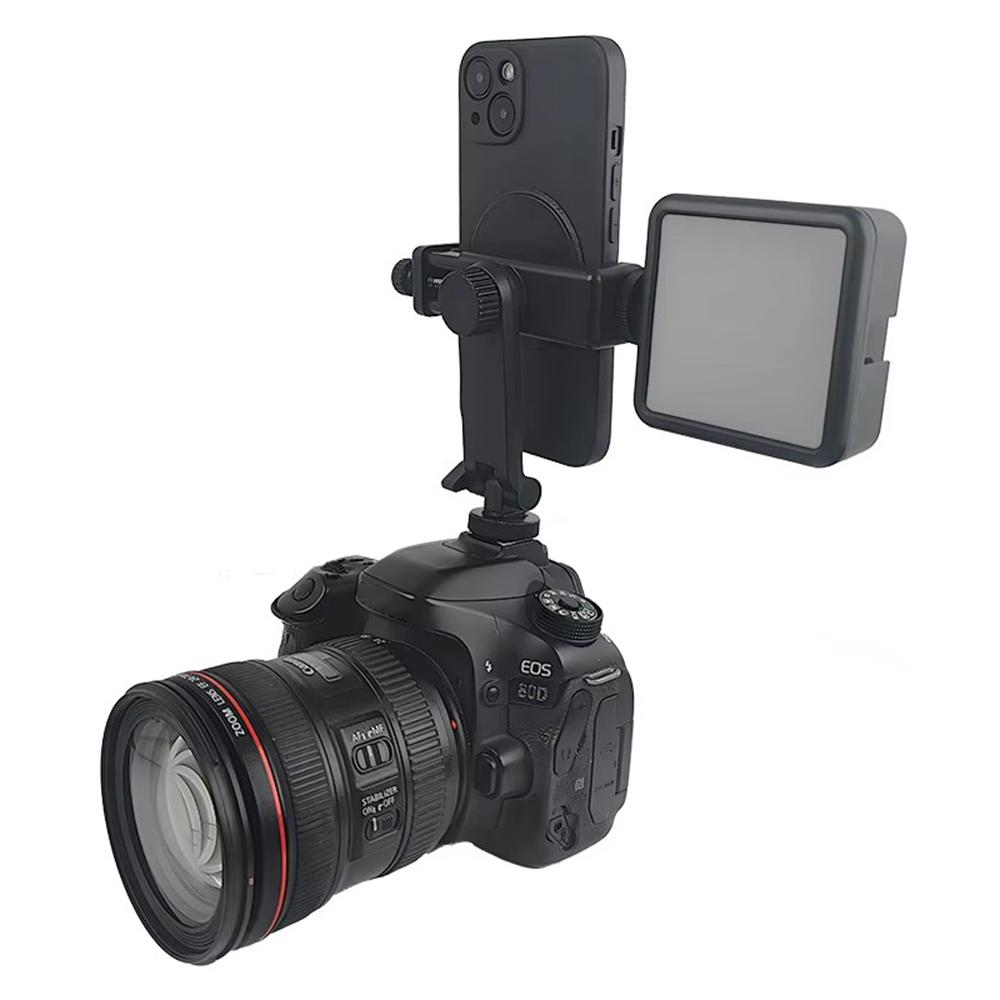 KY18 DSLR Camera Phone Holder Live Streaming Photography Cold Shoe Mount Rotating Cellphone Clamp