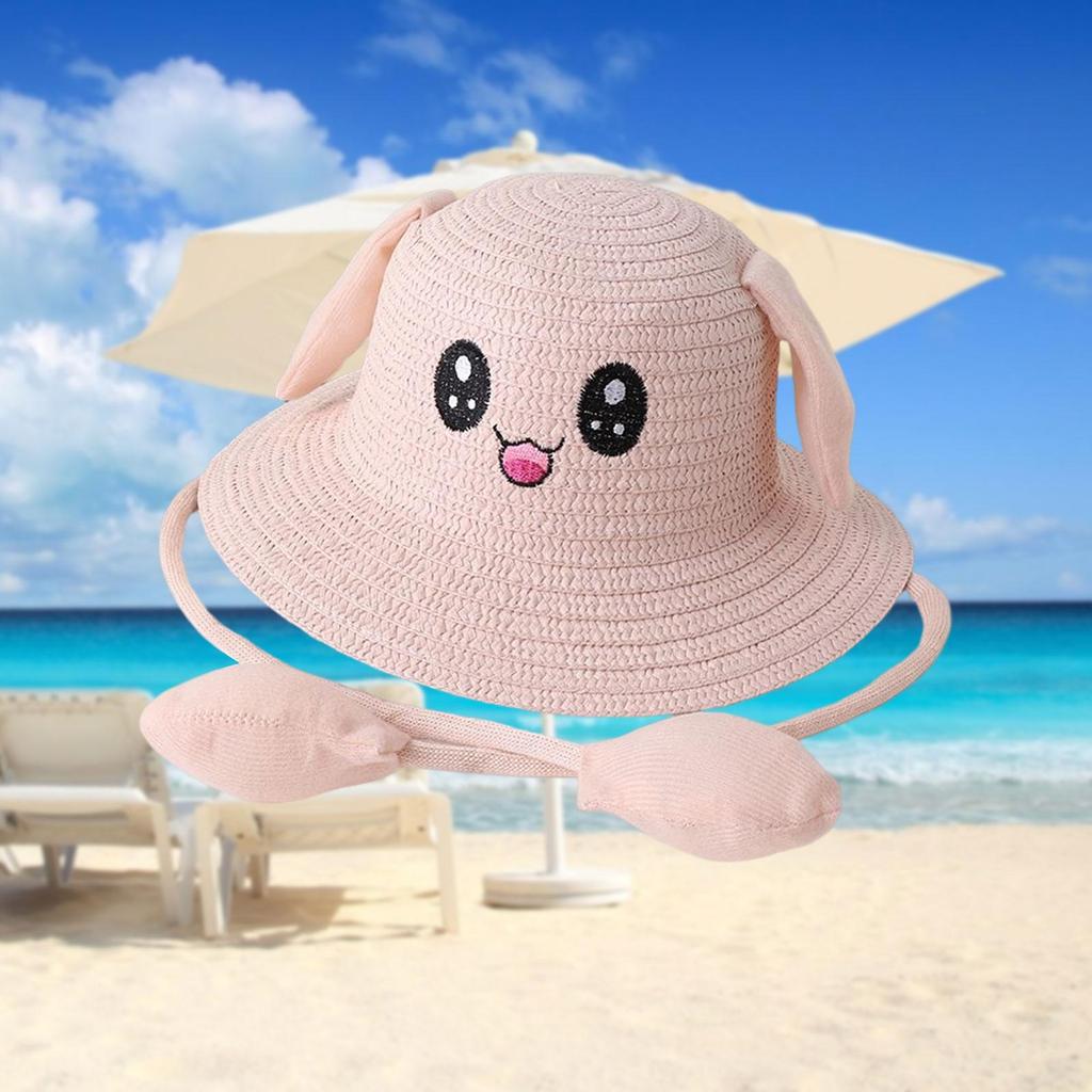 Rabbit Ear Sunshade Straw Hat Trendy Sun Protection Portable Sunscreen Hat for Parties Vocations Fancy Dress Short Trips Spring