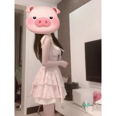 Coffee Break French First Love Xiaofei Sleeve Suspender Dress Female Summer Sweet Spice Girl Princess Cake Dress Waist Dress