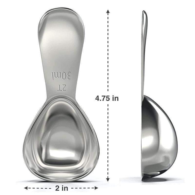 304 Edelstahl Kaffeelöffel Set mit ML Skala - 15ml 30ml Genaue Messlöffel für Kaffee Tee Schaufel