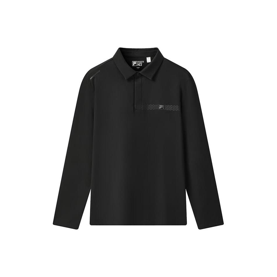 Fila White Simple Classic Versatile Soft Comfortable Breathable Knitted Long Sleeve Polo Shirt Men Tops F11M543218FBK