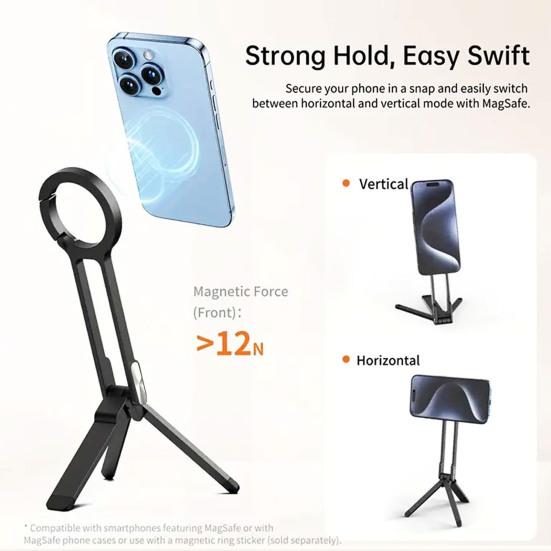 Magnetic Phone Tripod Foldable Phone Holder Portable Mini Tripod Versatile Travel-friendly Phone Mount for Indoor Outdoor