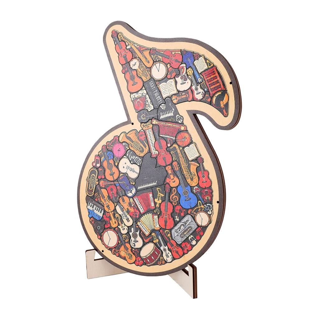 67 Pcs Musical Note Instrument Jigsaw Puzzle Ornament 3D Wooden Music Note Puzzle Decor B Type