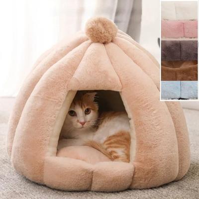 Warmes, halbgeschlossenes Katzenhaus für den Winter, abnehmbares Zwingernest, Haustierkorb, weiches, bequemes Schlafnest für Kätzchen, Katzen- und Hundeheim