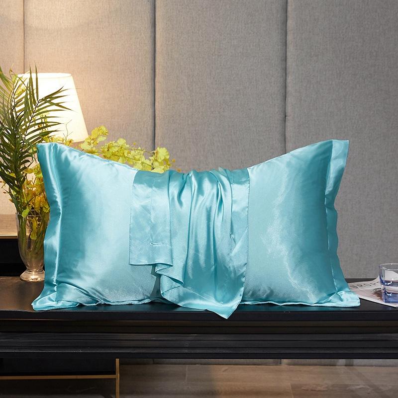 Solid Color Double-sided Silk Pillowcase Mulberry Silk Ice Silk Beauty Pillowcase Single Silk Wide-edge Pillowcase