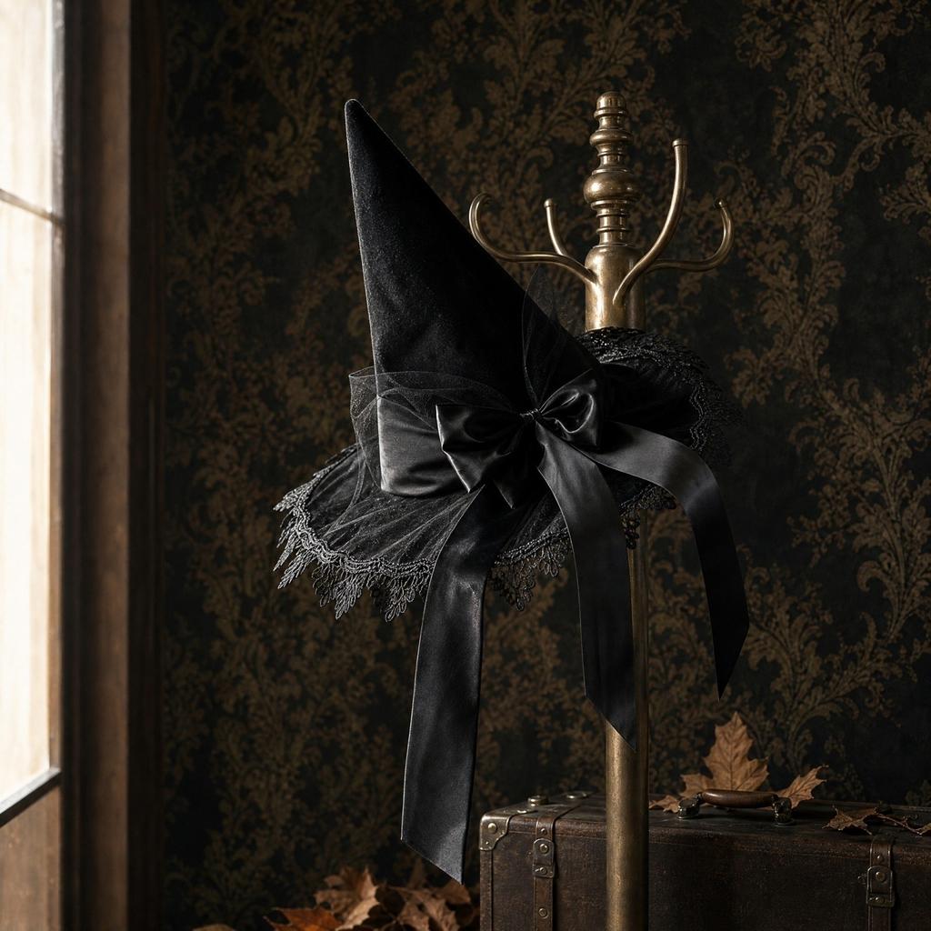 Halloween Witch Hat with Ruffled Design for Costume Party