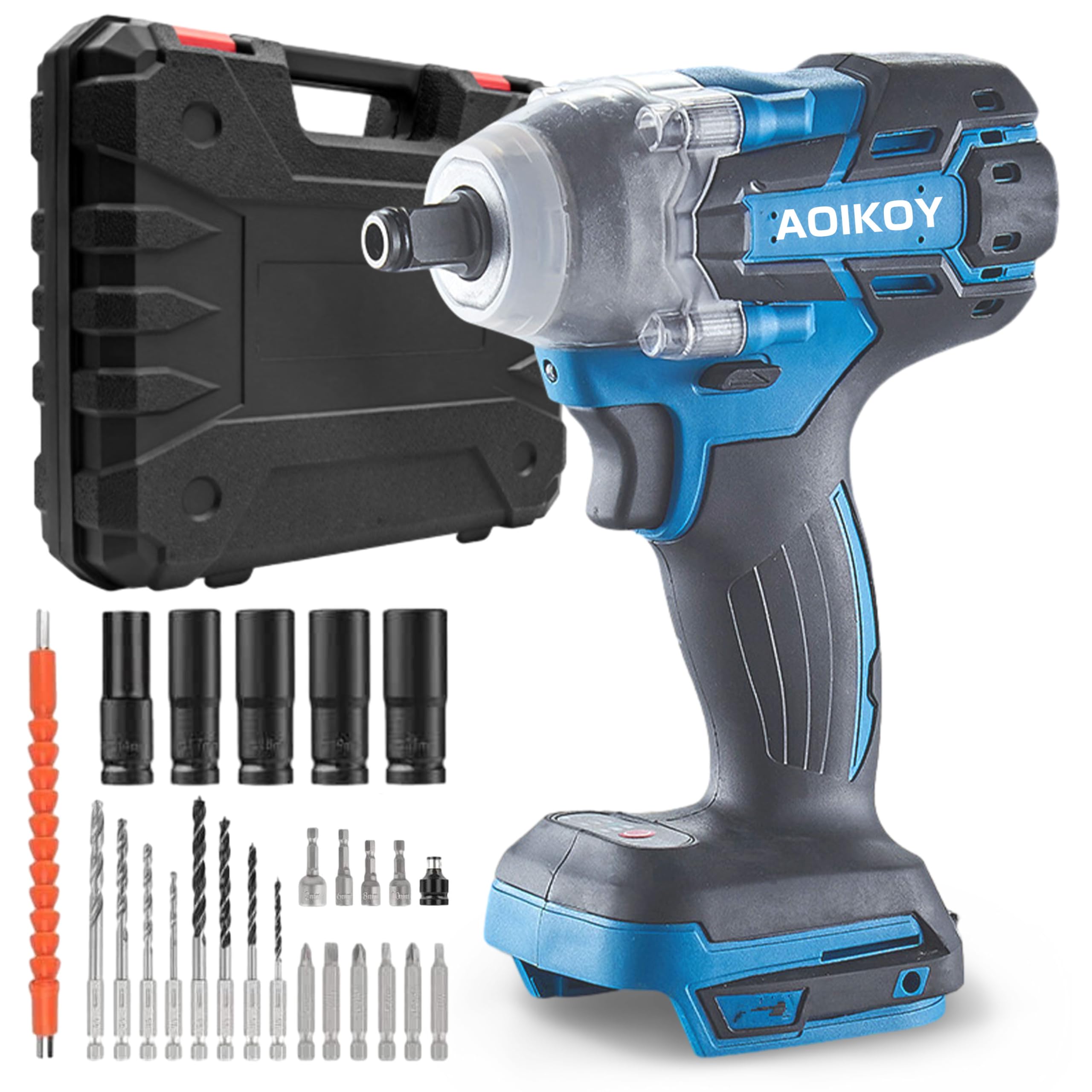 

Cordless Impact Wrench for Tire Brushless Compatible with Makita Includes Impact Infinitely Variable Max Torque LED Light Change, Motor, 18V,