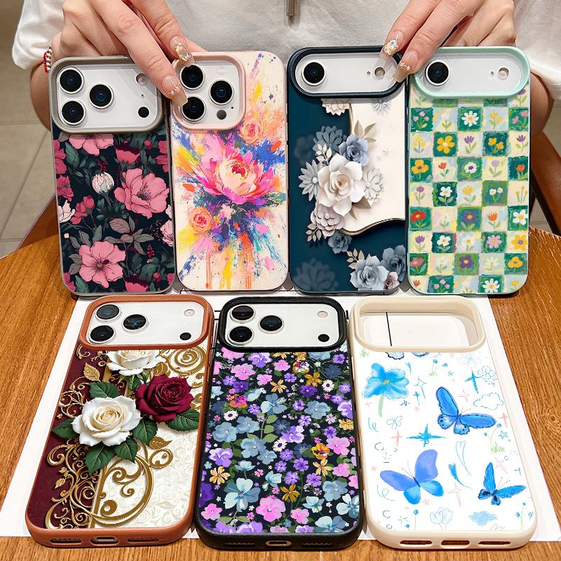 Leather Texture TPU Phone Case For iPhone 17 17e 16e 16 15 Pro Max 14 13 Pro Max 11 Oil Painting Peony Soft Silicone Back Cover