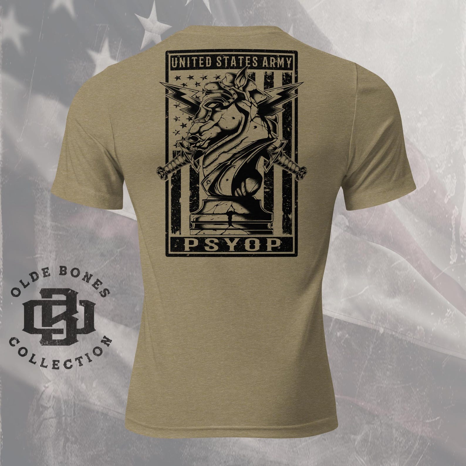 Tri-Blend Olive Army PSYOP Insignia Military T-Shirt XL