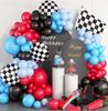 Bruiloft Verjaardag Babyborrel Geslachtsonthulling Decoraties Stofblauw Wit Ballonnenboog Slingerset
