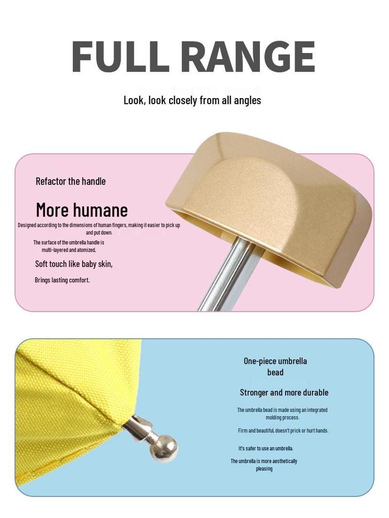 Black Vinyl UV Protection Mini Folding Umbrella - Portable, Full Blackout, Sun Shade Gift.