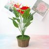 Hot 1PC 12-head Artificial Anthurium Flower Floral Decor Home Office Plastic Fake Flower Ornament