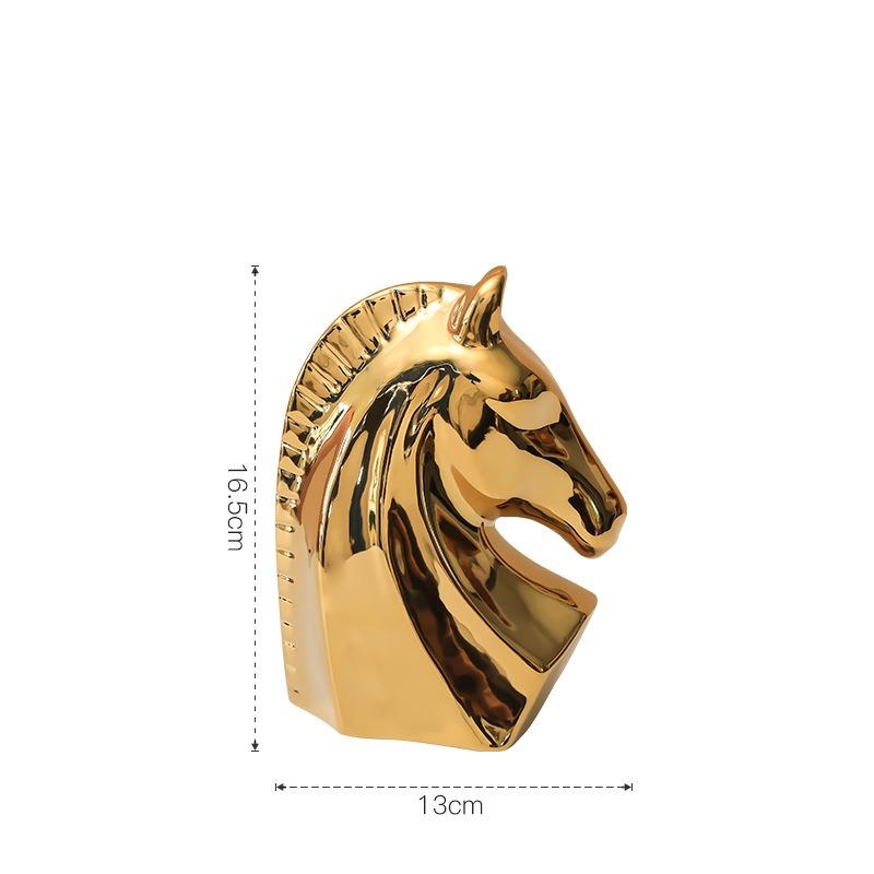 1PC Golden Horse Head Ornament Creative Room Decoration Porch TV Wine Cabinet Study Office Home Decoration Gift