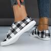 Big Black Plaid Shoes Fashion Flat Casual Women's Shoes Large Size Women's Cloth Shoes