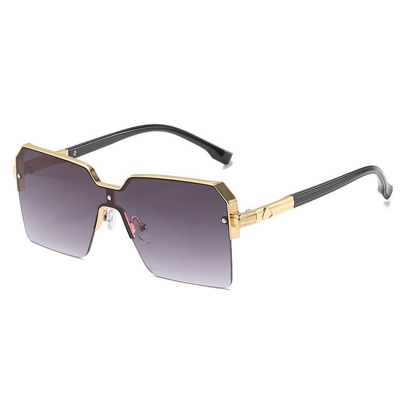 One-Piece Sunglasses, Square Trendy And Metal Glasses, Street Shooting, Large-Frame Integrated Sunglasses.