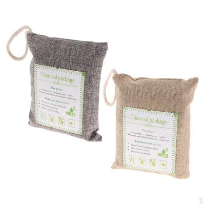2 piezas ambientador purificador de carbón de bambú bolsa olor gris