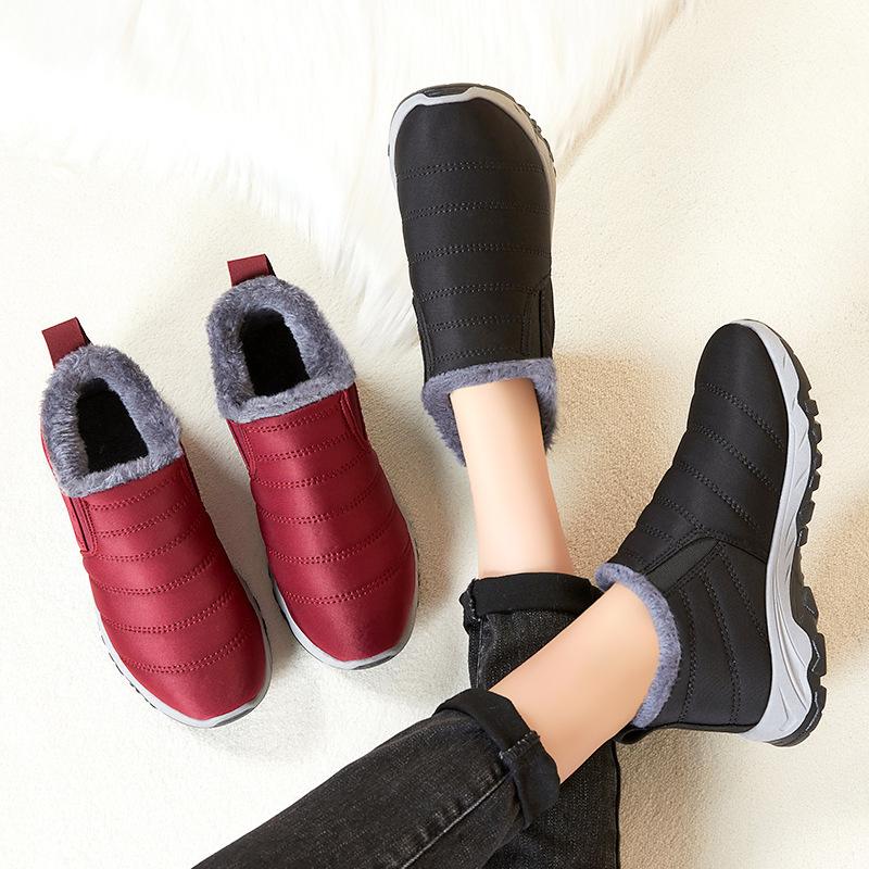 New Cotton Shoes Large-sized Cotton Boots Fleece and Thickened Ankle Boots Warm Snow Boots