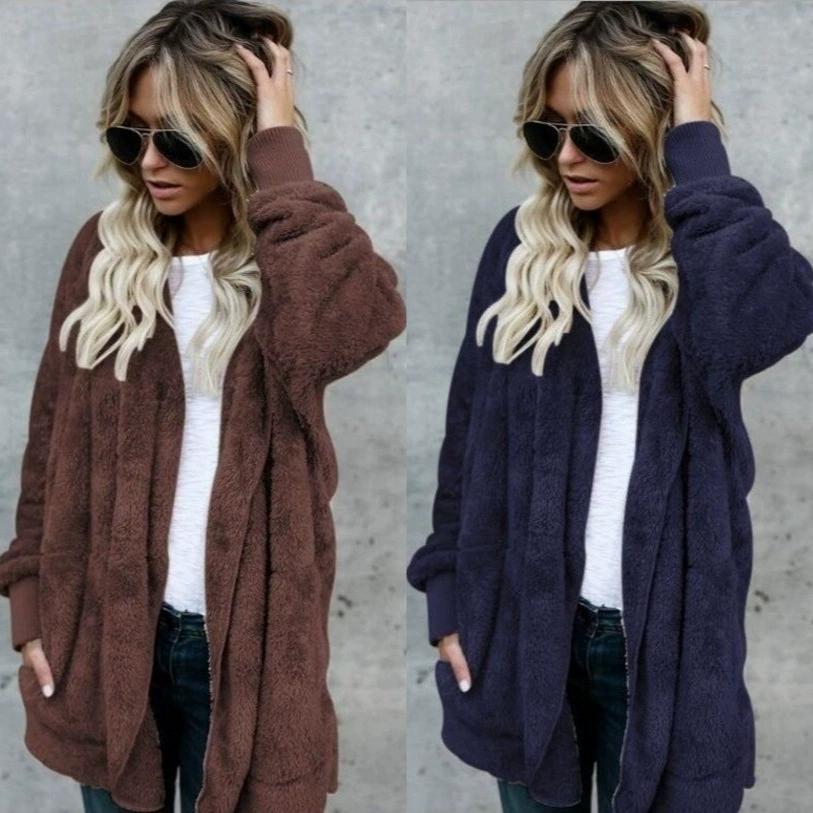 Autumn and Winter Furry Warm Top, Mid To Long Length, Double-sided Protective Jacket