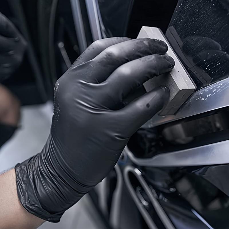 Heavy-Duty Black Nitrile Disposable Gloves - Latex-Free, Chemical and Puncture Resistant, 100 Pcs for Kitchen and Household Cleaning