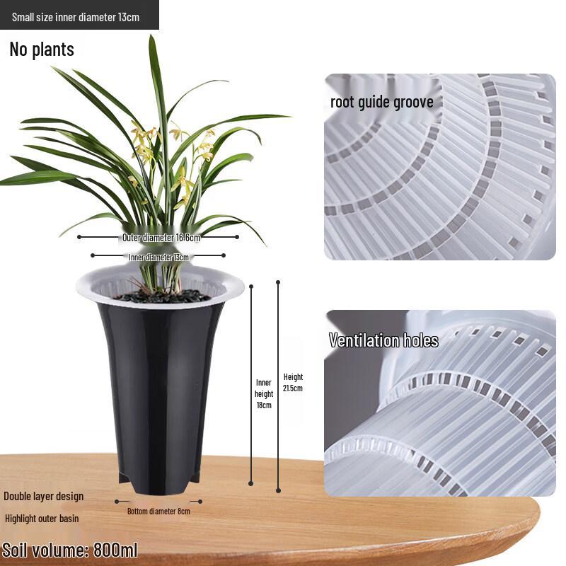 Двухслойный пластиковый горшок для растений из смолы