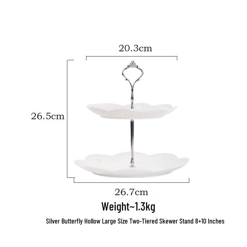 European Double Layer Ceramic Cake & Pastry Stand for Afternoon Tea & Dessert Display