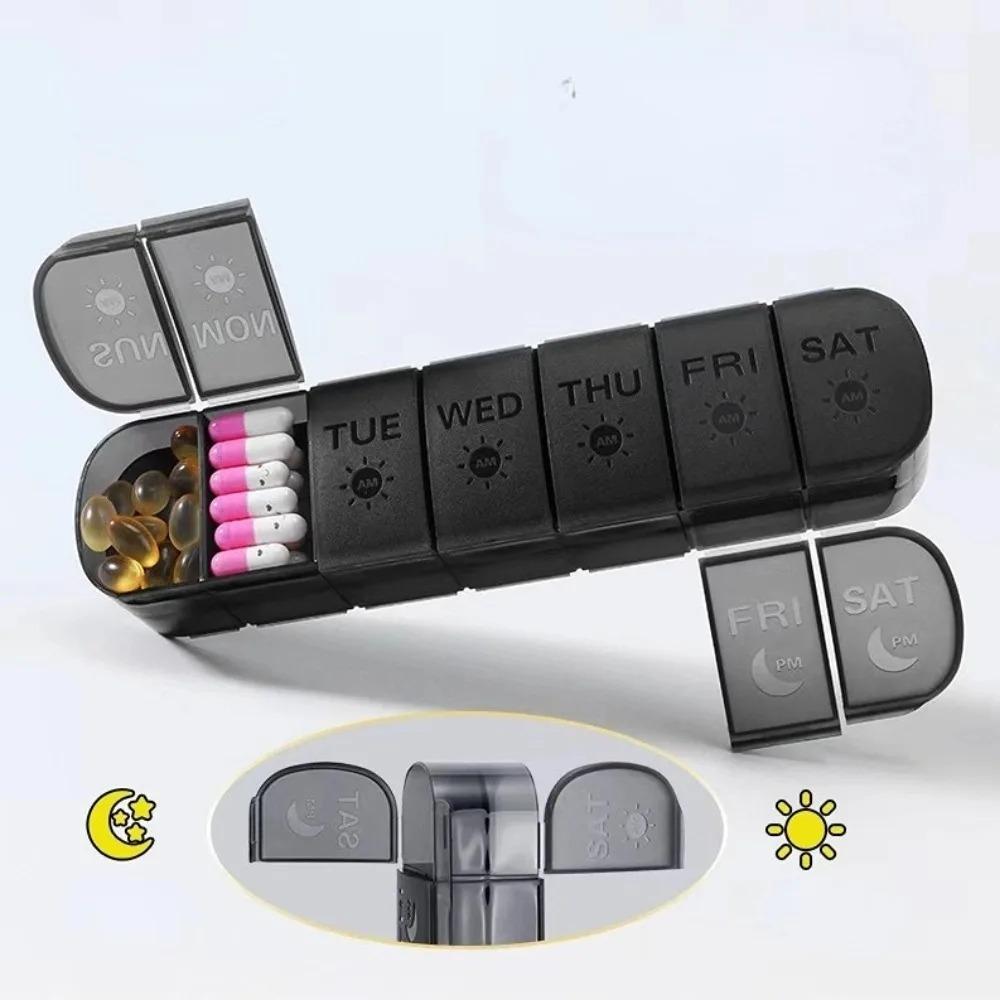 New Premuim Weekly Portable Pill Box Case Storage Organizer Container 7 Days Twice A Day 14 Grids for Vitamin Medicine Fish Oils