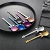 Stainless Steel Guitar Coffee Teaspoons Colorful Dessert Spoon Musical Guitar Demitasse Spoon for Mixing Dessert Ice Cream