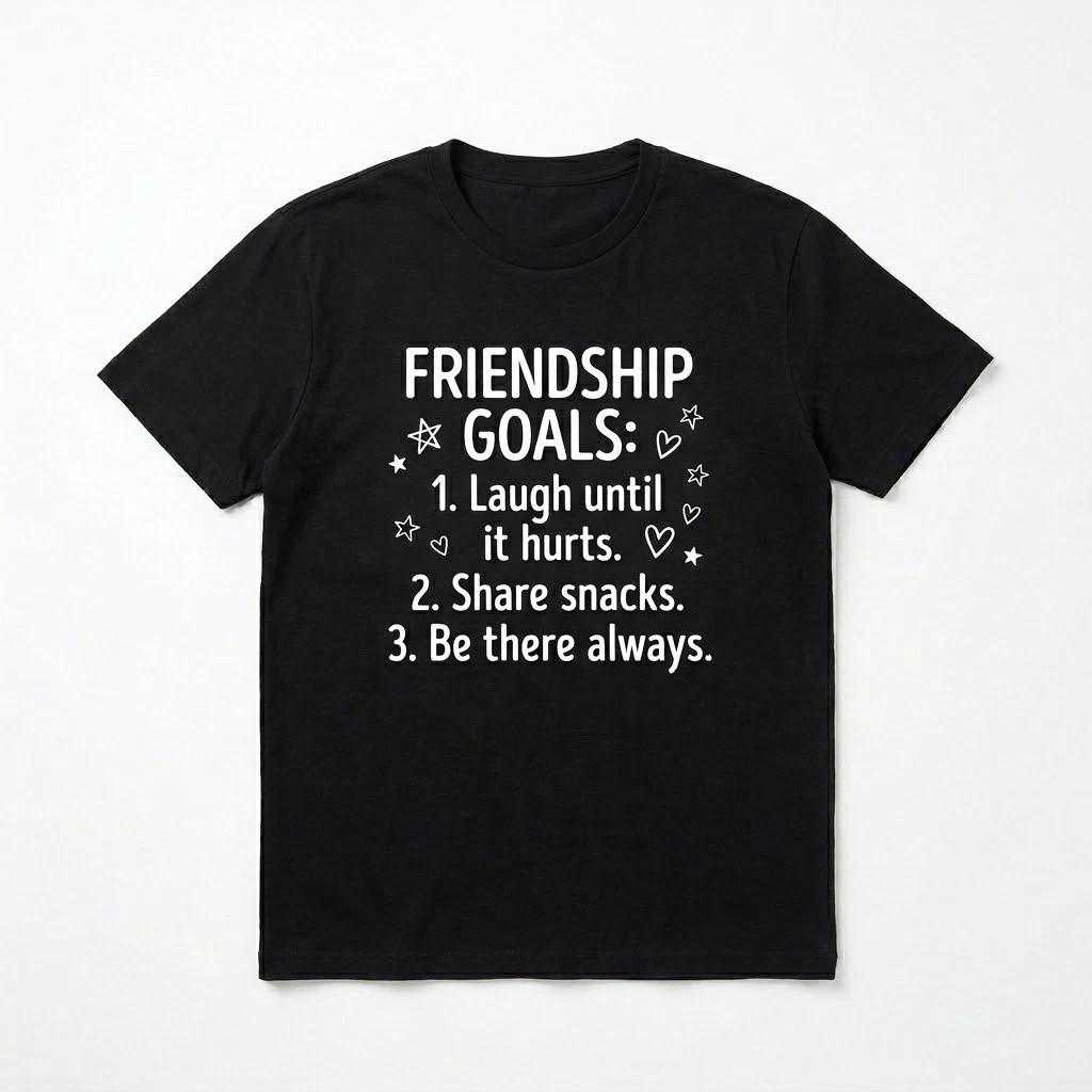 Friendship Goals T-Shirt - Best Friend Matching Tee, Funny Slogan Quote Shirt S