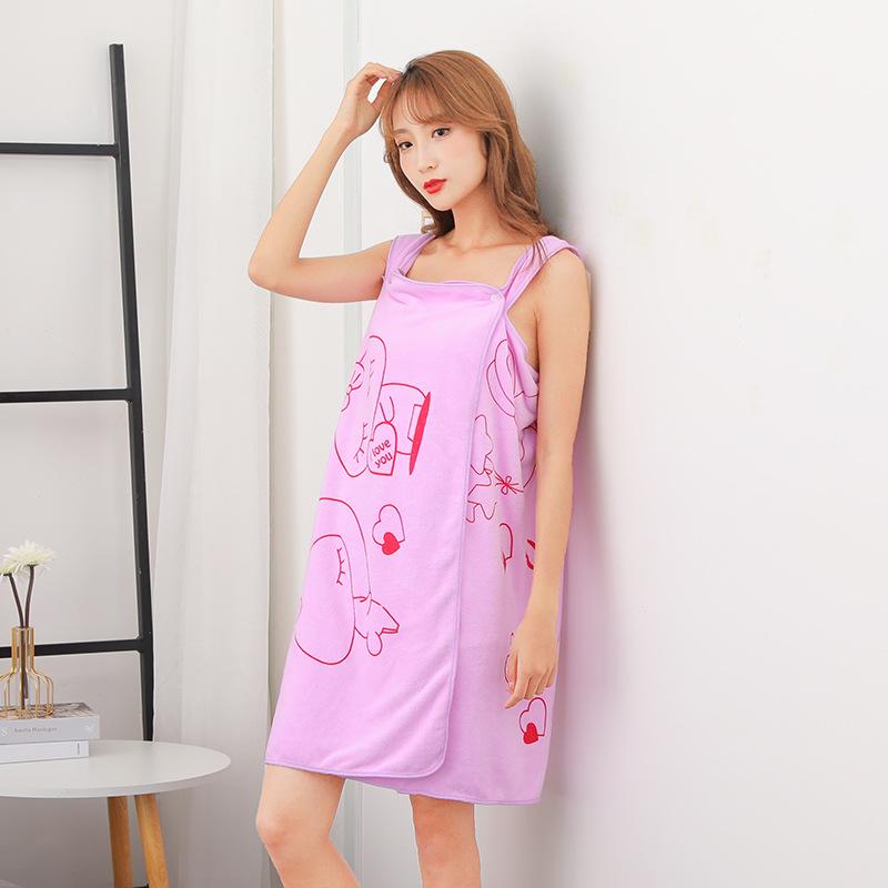 Women's Coral Fleece Wearable Bath Towel - Absorbent, Thick, No-Shed Bath Skirt Robe
