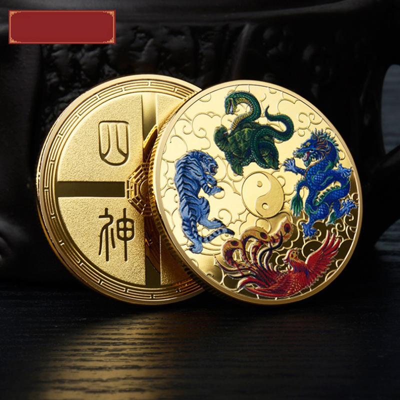 Chinesische Mythologische Kreaturen Goldmünze – Drachen-Challenge Sammelmünze, 40x3 Mm, Aus Eisen