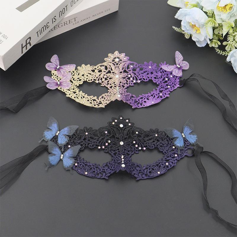 1pc Butterfly Gradient Color Sexy Ball Half Face Mask Makeup Party Eye Mask Lace Hollow Face Mask