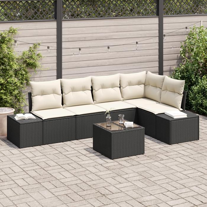 VidaXL Ensemble de canapé de jardin 5 pièces avec coussins en rotin poly brun 3347067