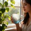 Sea Glass Wave Mug, Unique Textured Beach Theme Drinkware Handcrafted with Blue Swirls, Sea-Inspired Cup for Tea, Coffee, Wine, or Roostertails