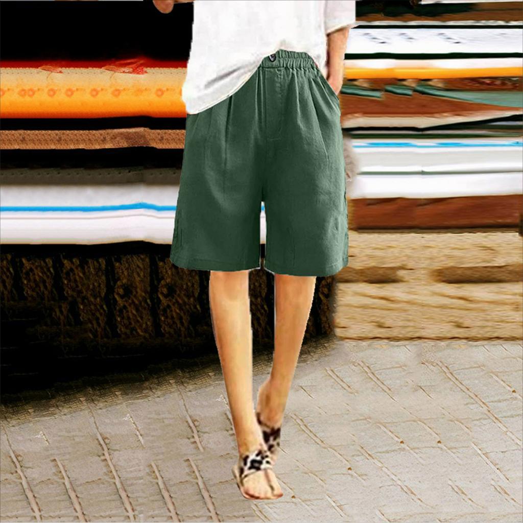 Cotton and Linen Shorts, Women's Summer Clothes, Women's Five-point Pants, Loose High-waisted Women's Trousers