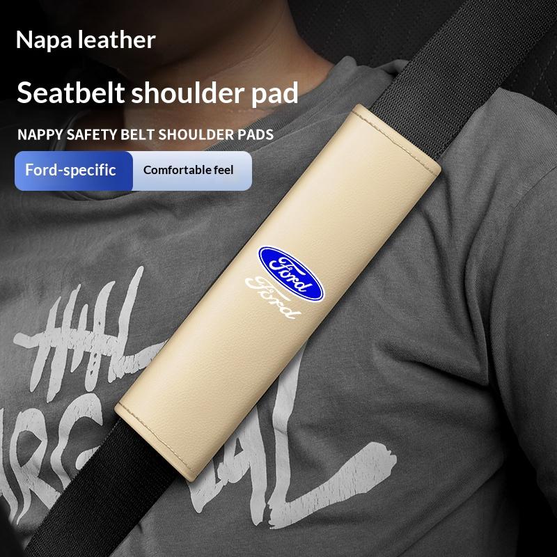 AKJ1 For Ford Mondeo Focus Explorer Escape Kuga Everest Bronco F-150 Ranger Transit Leather Shoulder Pads For Car Seat Belts