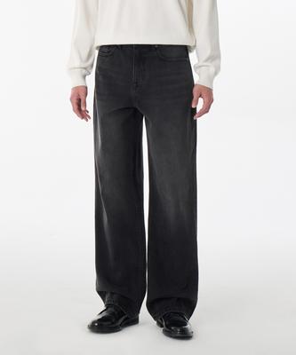 Common Brushed Wide Denim Pants [Washed Black]