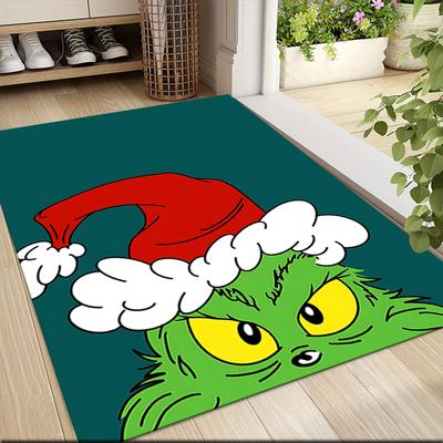 Grinch Kerstmuts Tapijt Vloerkleed Zacht Wasbaar Antislip Huis Woonkamer Bankmatten Gepersonaliseerd Kersttapijt