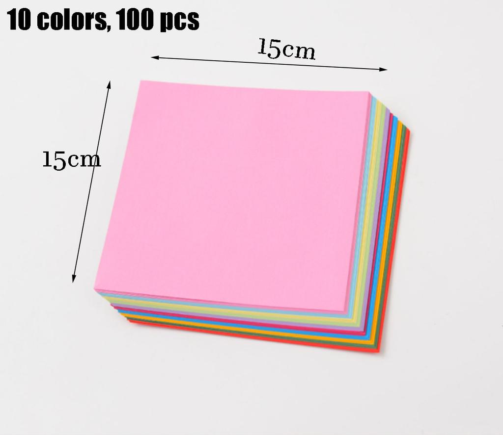 100pcs Square Origami Paper Double Sides Solid Color Folding Paper Multicolor Kids Handmade DIY Scrapbooking Craft Decor