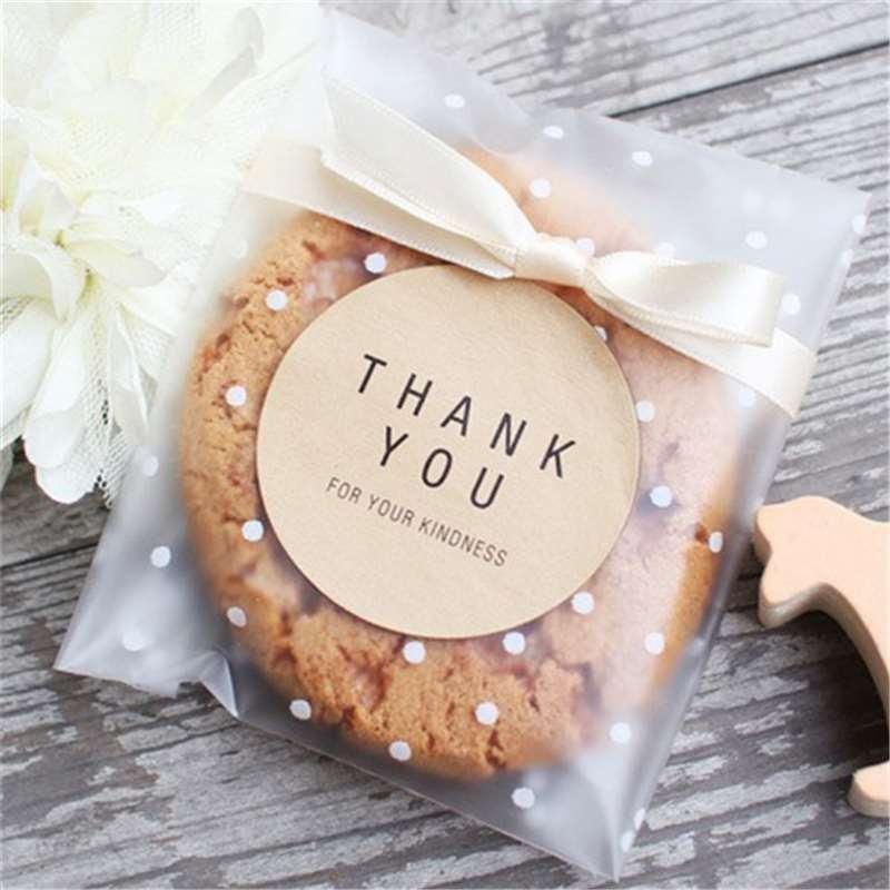 100pcs/set Food Grade Plastic Dessert Bag Cute Cookies Packing Bags