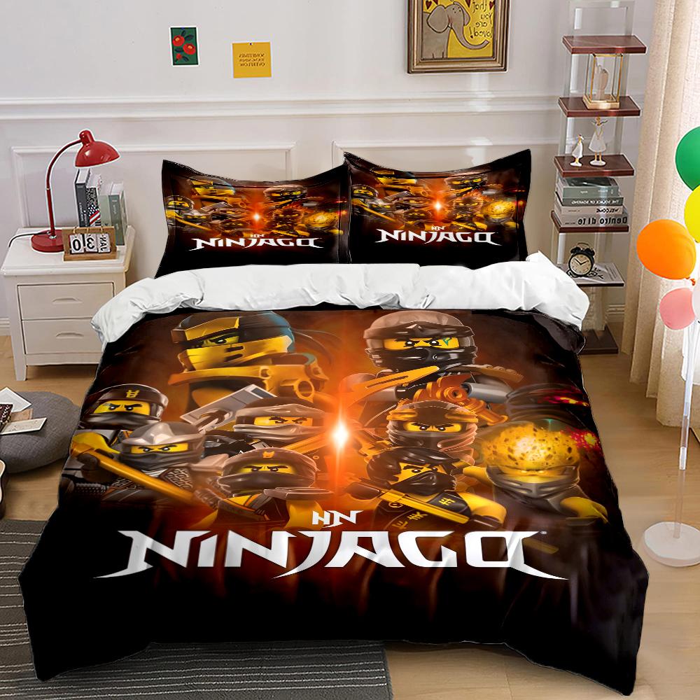 Multiple Sizes Cartoon Ninja Game Printed Bedding Set 1 Duvet Cover 2 Pillowcases Boys Girls Children Luxury Gifts
