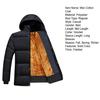 Men Winter Cotton Coat Padded Thick Plush Solid Color Hooded Long Sleeve Soft Button Closure Mid Length Windproof Pockets Elastic
