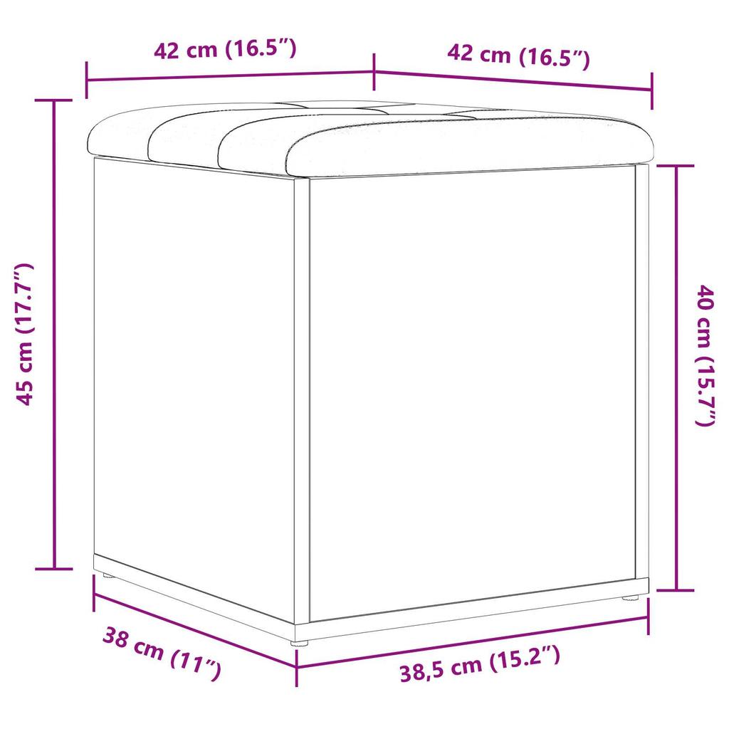 Schuhwickelhocker und Aufbewahrungshocker im Eingangsbereich Schwarze Eiche 42x42x45 cm